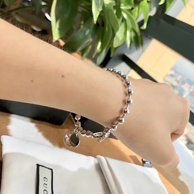 Gucci Ball-Chain Bracelet Silver Toggle Clasp Bracelet 3