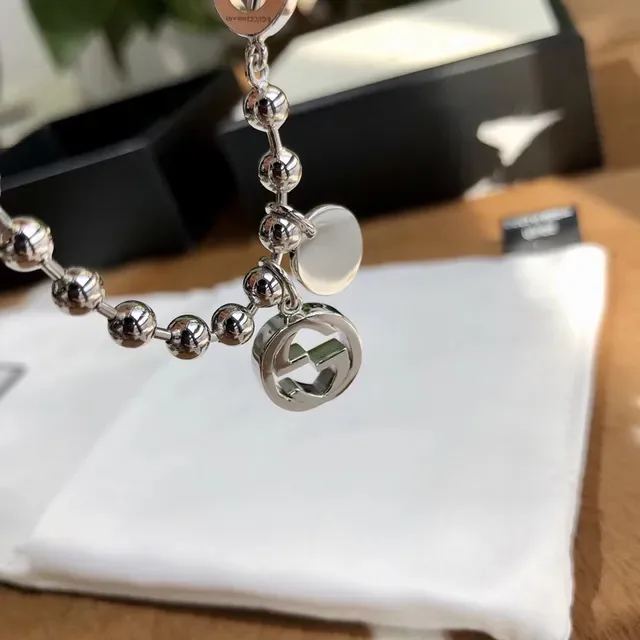 Gucci Ball-Chain Bracelet Silver Toggle Clasp Bracelet 7