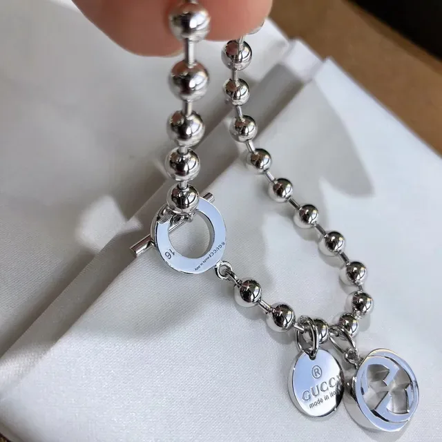 Gucci Ball-Chain Bracelet Silver Toggle Clasp Bracelet 8