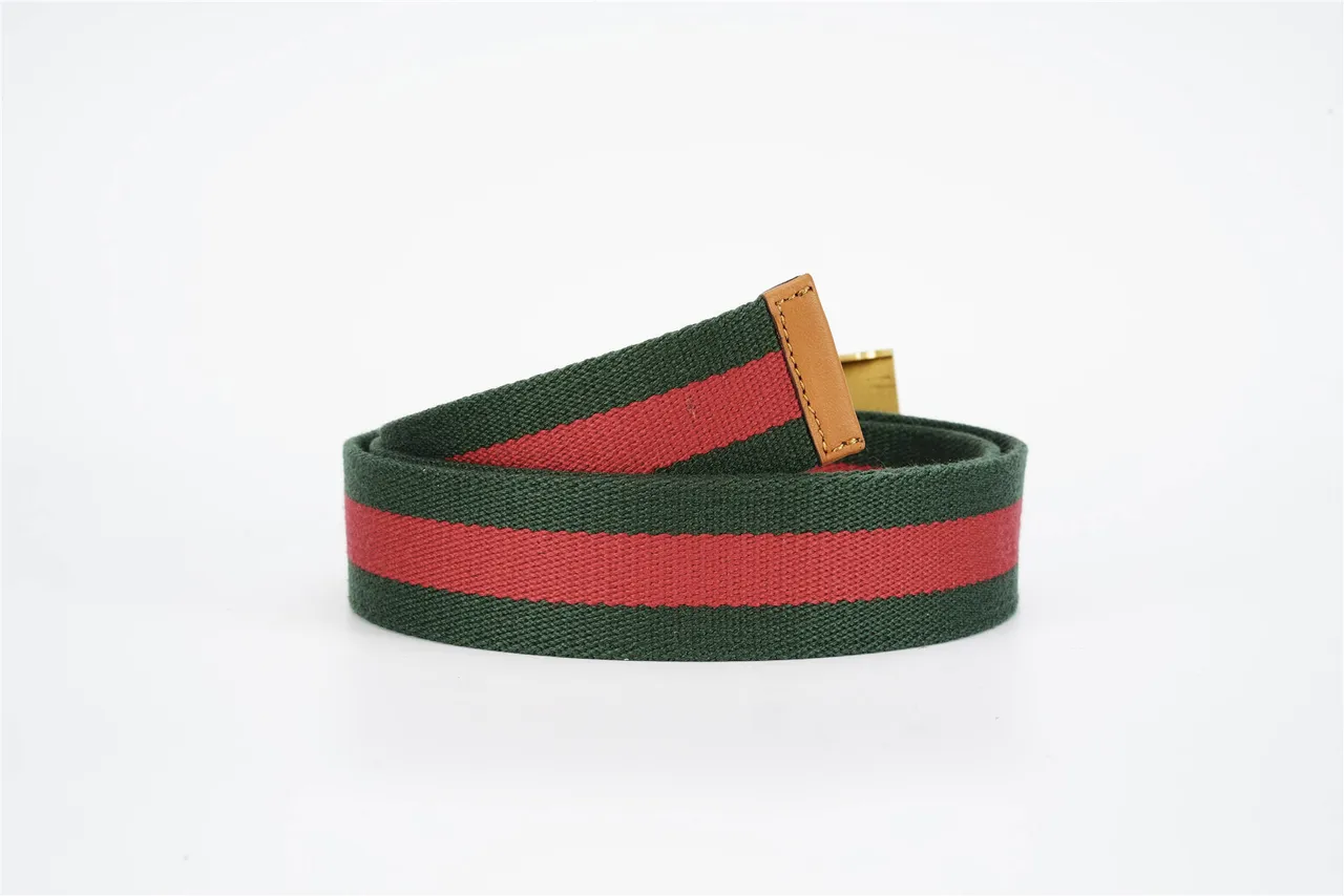 Gucci Cinto com Fivela de Abelha Verde Marrom Cinto Trançado Detalhe Listra Web Cinto Canvas 3