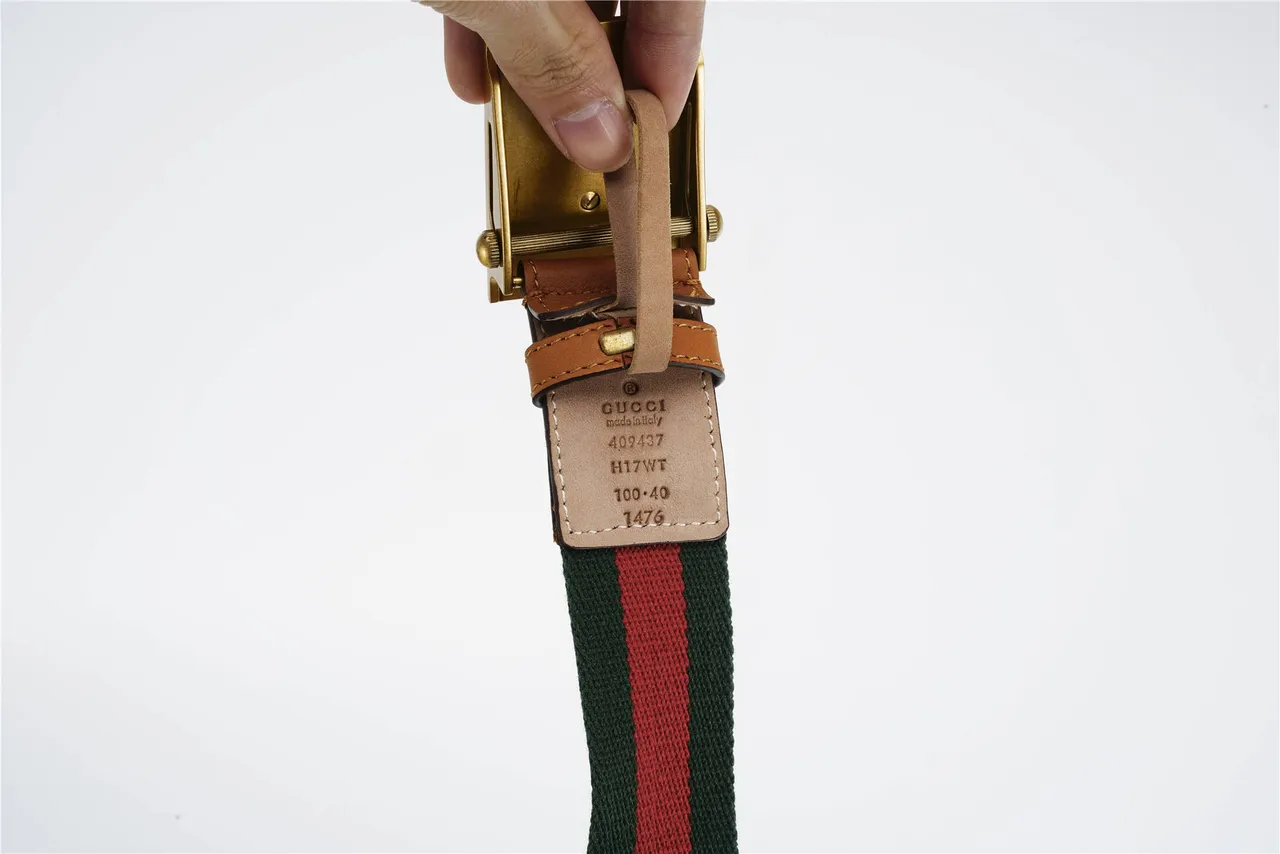 Gucci Cinto com Fivela de Abelha Verde Marrom Cinto Trançado Detalhe Listra Web Cinto Canvas 7