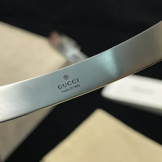 Gucci Bee GG Engraved Silver Rigid Bracelets 6