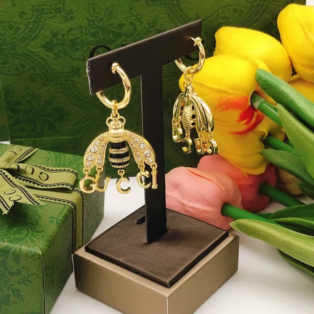 Gucci Bee or noir boucles d'oreilles ornées de cristaux ailes 3