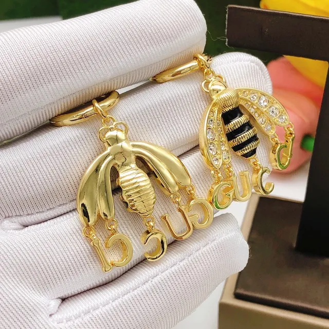 Gucci Bee or noir boucles d'oreilles ornées de cristaux ailes 6