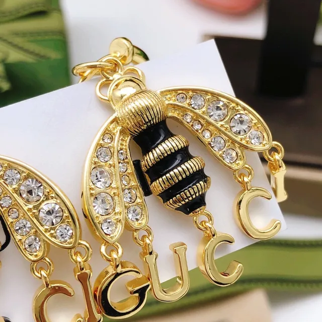 Gucci Bee or noir boucles d'oreilles ornées de cristaux ailes 8