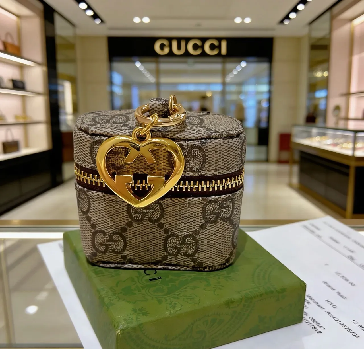 Gucci GG Monogramme Toile Sac Bucket Cylindrique Beige Marron 3