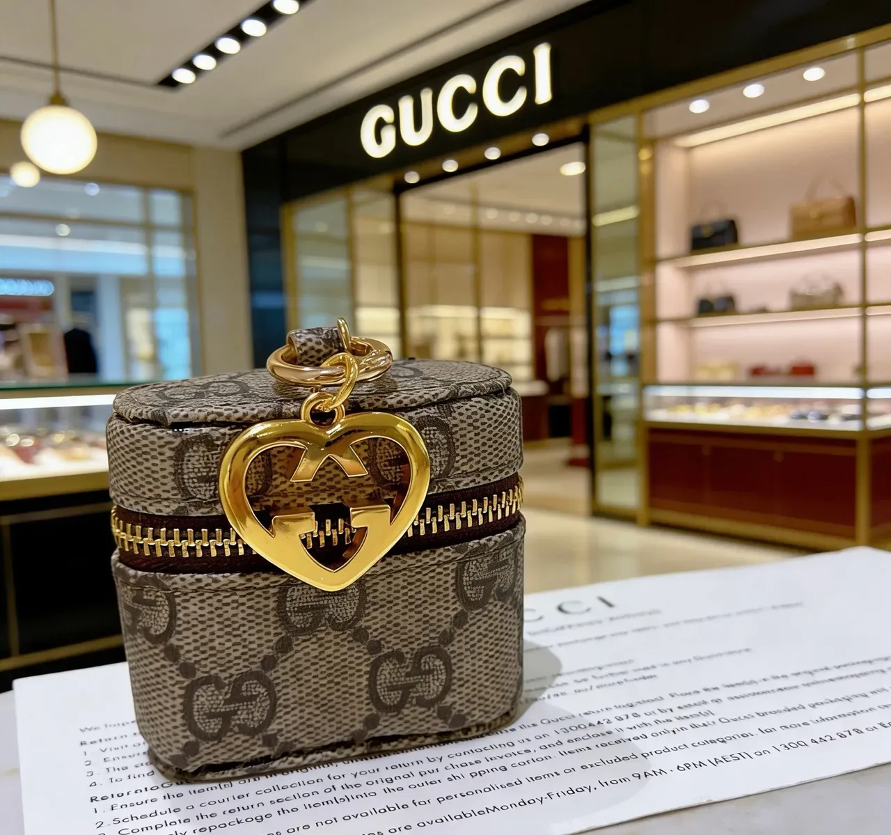Gucci GG Monogramme Toile Sac Bucket Cylindrique Beige Marron 4