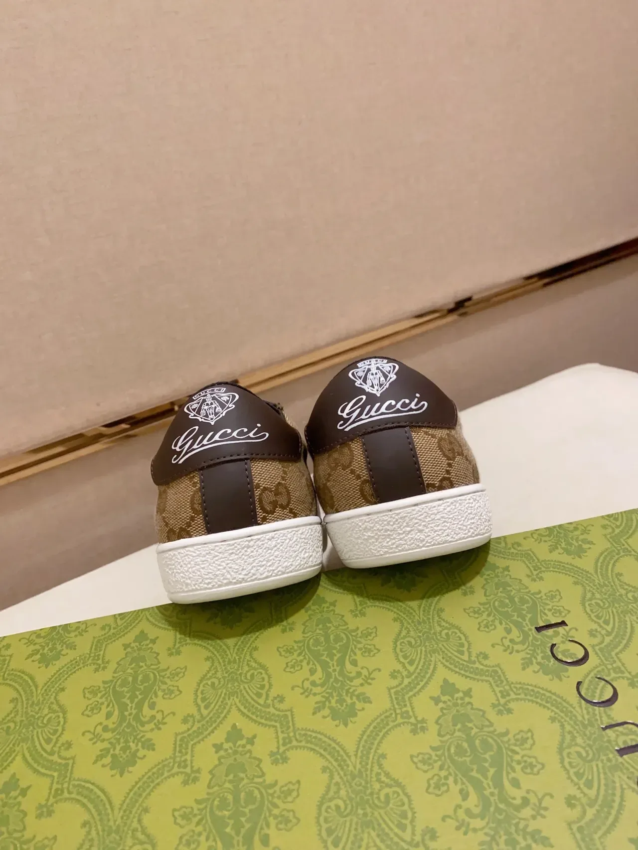 Gucci Beige Brown GG Monogram Canvas Leather Accents Lifestyle Sneakers 2