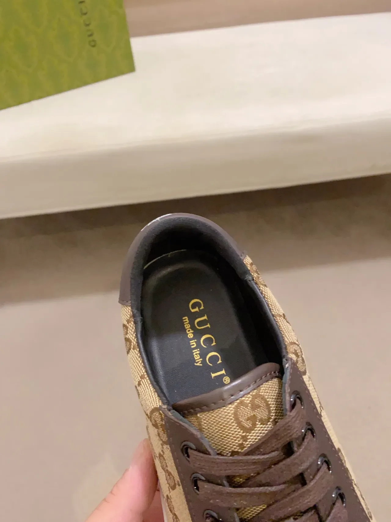 Gucci Beige Brown GG Monogram Canvas Leather Accents Lifestyle Sneakers 3