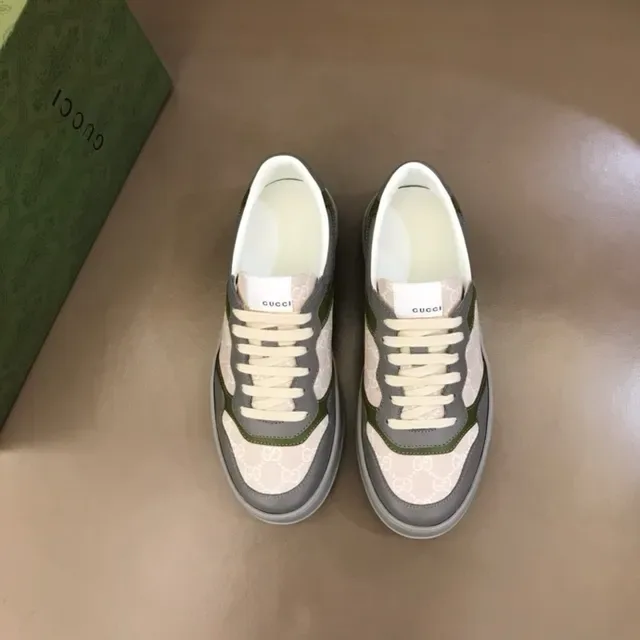 Gucci Beige Green GG Monogram Canvas Upper Olive Leather Overlays Lifestyle Sneakers 2