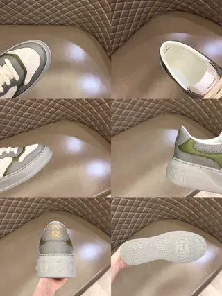 Gucci Beige Green GG Monogram Canvas Upper Olive Leather Overlays Lifestyle Sneakers 3