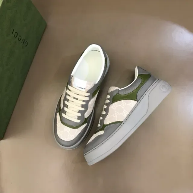 Gucci Beige Green GG Monogram Canvas Upper Olive Leather Overlays Lifestyle Sneakers 4