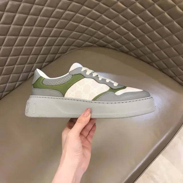 Gucci Beige Green GG Monogram Canvas Upper Olive Leather Overlays Lifestyle Sneakers 5