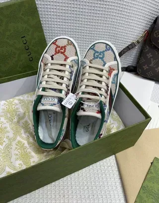 Gucci Beige Multicolor Textile Upper GG Monogram Embroidery Lifestyle Sneakers 2