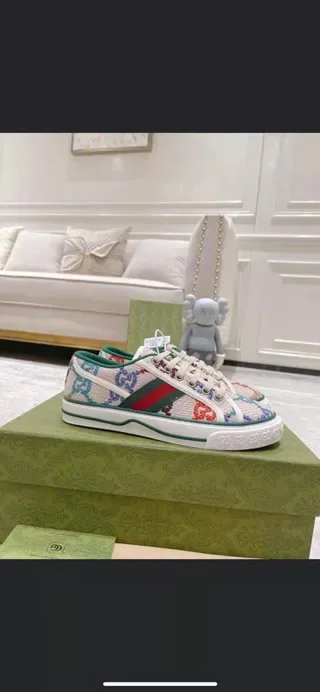 Gucci Beige Multicolor Textile Upper GG Monogram Embroidery Lifestyle Sneakers 3