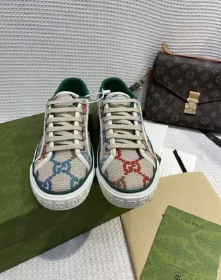 Gucci Beige Multicolor Textile Upper GG Monogram Embroidery Lifestyle Sneakers 5