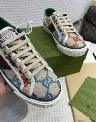 Gucci Beige Multicolor Textile Upper GG Monogram Embroidery Lifestyle Sneakers 7