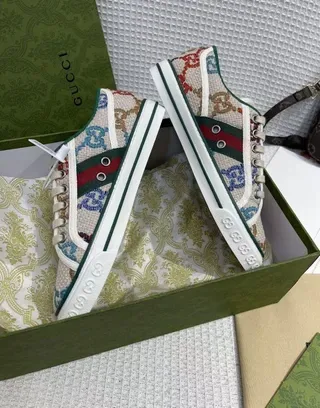 Gucci Beige Multicolor Textile Upper GG Monogram Embroidery Lifestyle Sneakers 8
