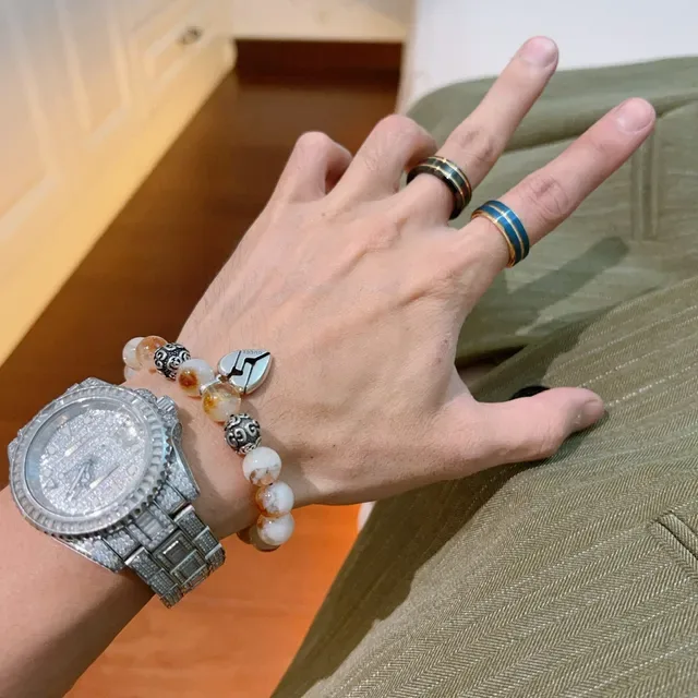 Gucci Beige Silver Beaded Amber-and-White Stone Bracelet 5