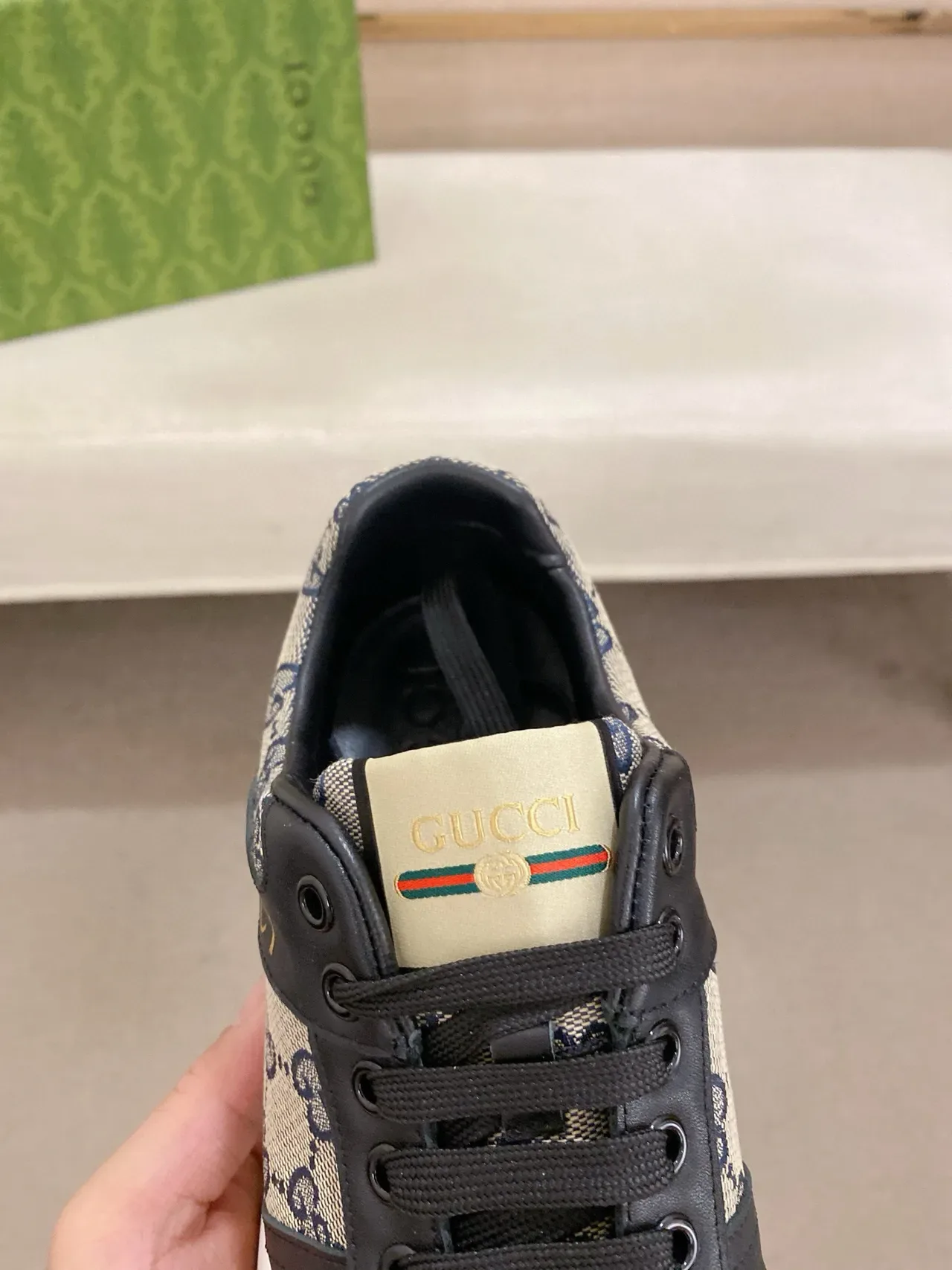Gucci Black Beige GG Monogram Canvas Leather Overlays Lifestyle Sneakers 6