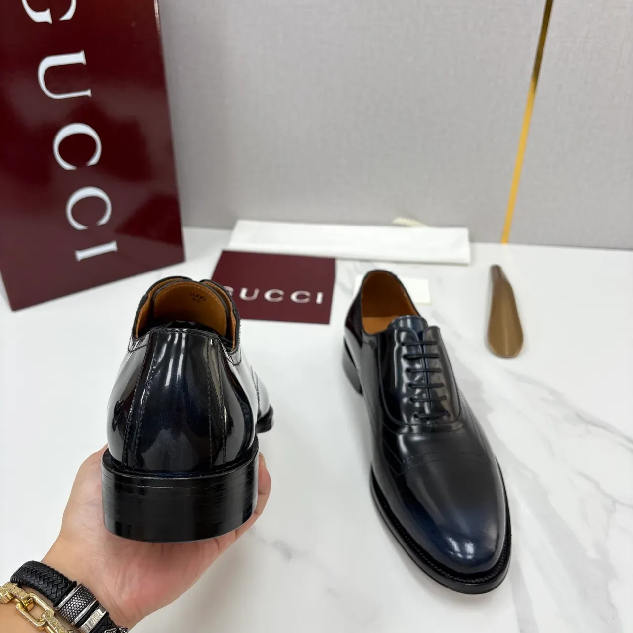 Gucci Sapatos Oxford Preto Ponta Redonda 3