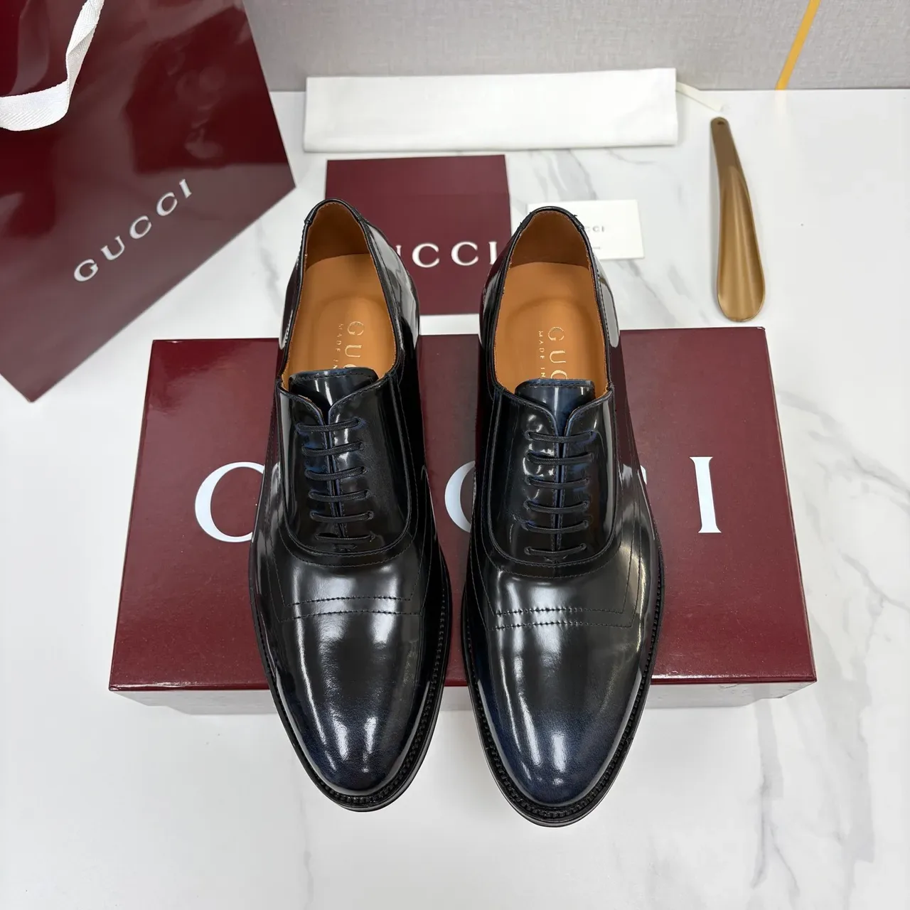 Gucci Sapatos Oxford Preto Ponta Redonda 5