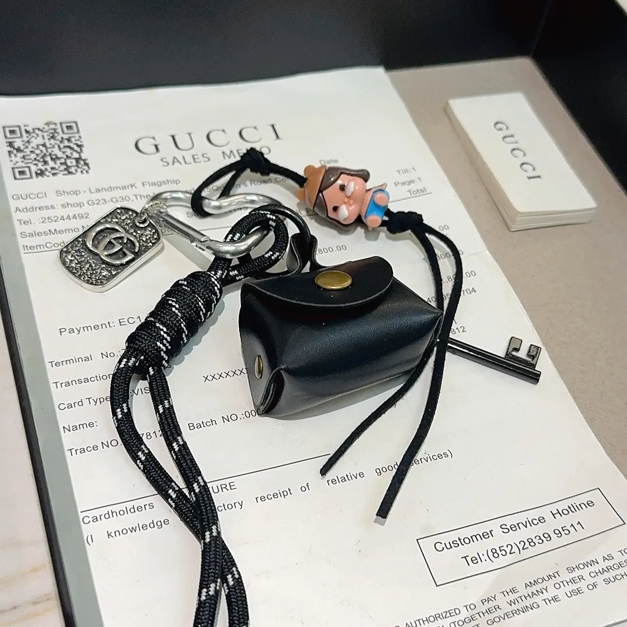 Gucci Black Gold Mini Leather Pouch Paracord Lanyard Camera Bag 3