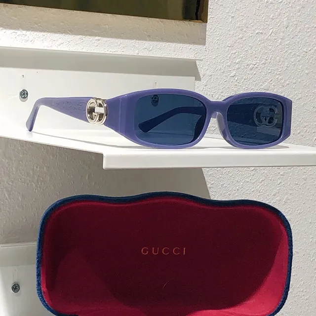 Gucci Black Gold Rectangular Frame Interlocking G Hardware Sunglasses 5
