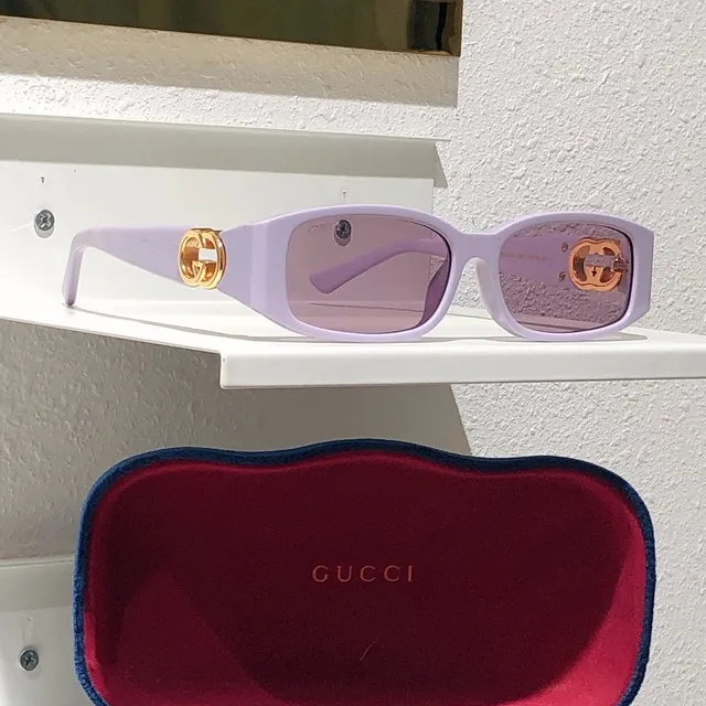 Gucci Black Gold Rectangular Frame Interlocking G Hardware Sunglasses 9