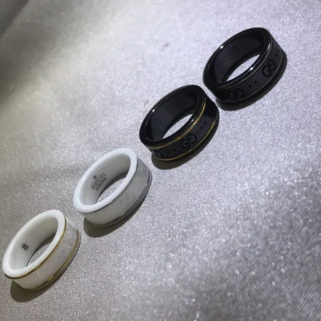 Gucci Black Gold Rotating Band Interlocking GG Logo Ring 2