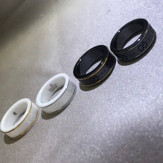 Gucci Black Gold Rotating Band Interlocking GG Logo Ring 3