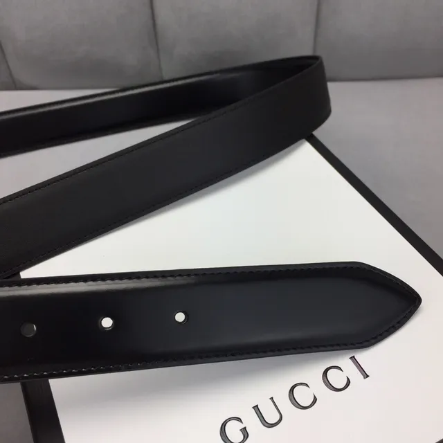 Gucci Black Gold Smooth Octagonal-Frame Rectangular Buckle Leather Belt 7