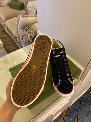 Gucci Black Red High-Top GG Monogram Canvas Lifestyle Sneakers 3