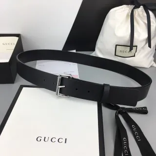 Gucci কালো রূপালি ম্যাট পলিশড বাকেল লেদার বেল্ট