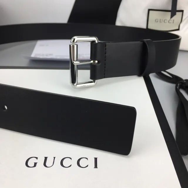 Gucci Black Silver Matte Polished Buckle Leather Belt 3