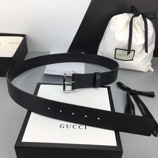 Gucci Black Silver Matte Polished Buckle Leather Belt 4