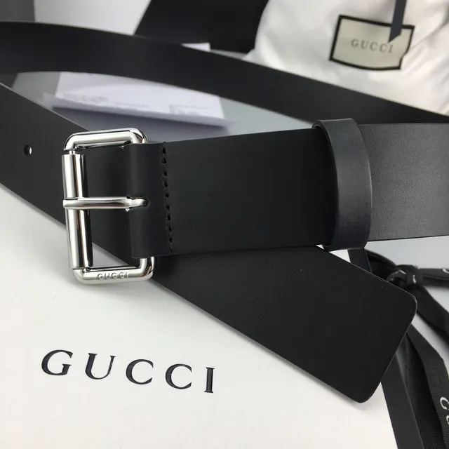 Gucci Black Silver Matte Polished Buckle Leather Belt 5
