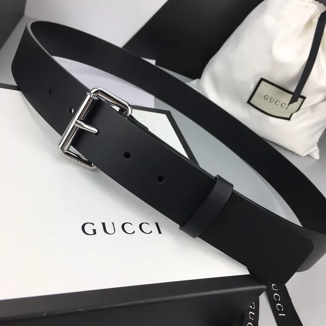 Gucci Black Silver Matte Polished Buckle Leather Belt 9