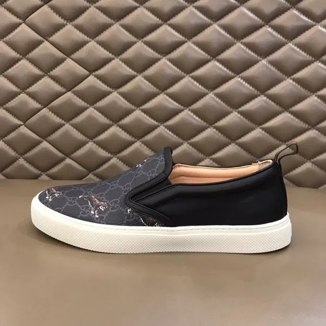 Gucci Black White GG Monogram Canvas Embroidered Tigers Casual Shoes 4