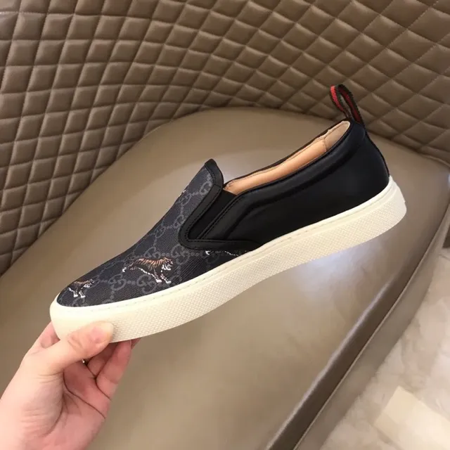 Gucci Black White GG Monogram Canvas Embroidered Tigers Casual Shoes 5
