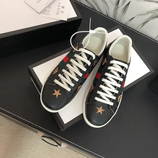 Gucci Black White Leather Upper Web Stripe Detail Lifestyle Sneakers 4