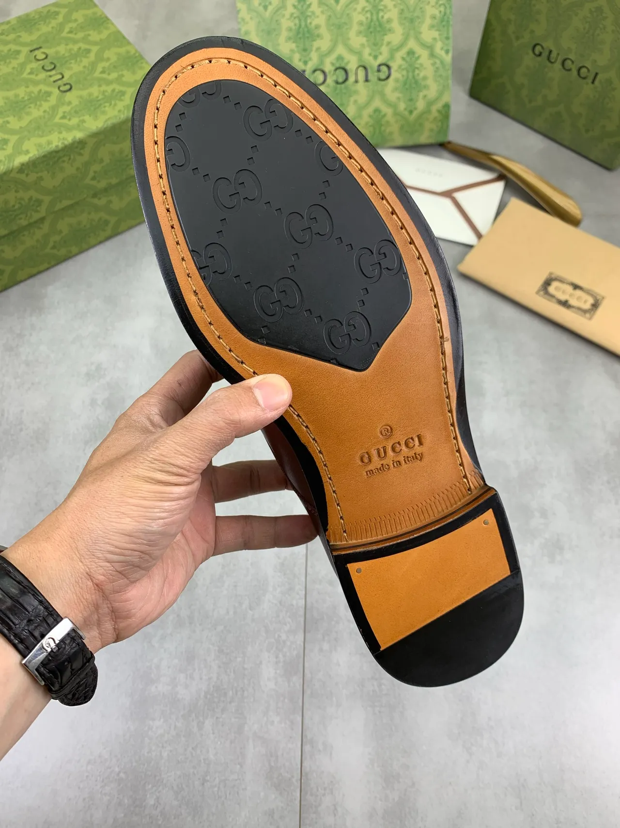 Gucci Brown Black Smooth Leather Open-Lace Construction Derby Shoes 4