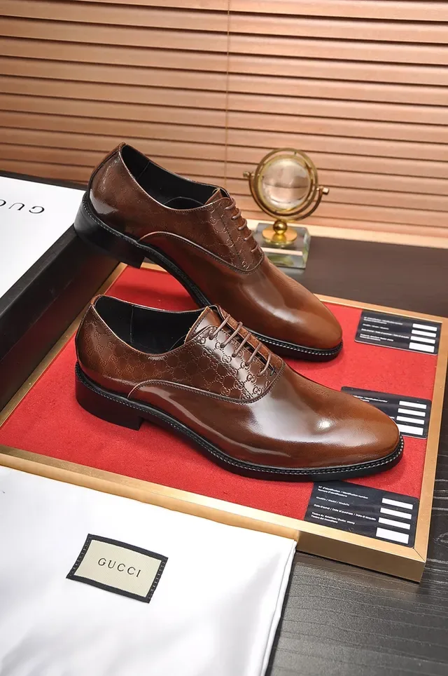 Gucci Brown GG Monogram Cap-Toe Oxford Shoes 4