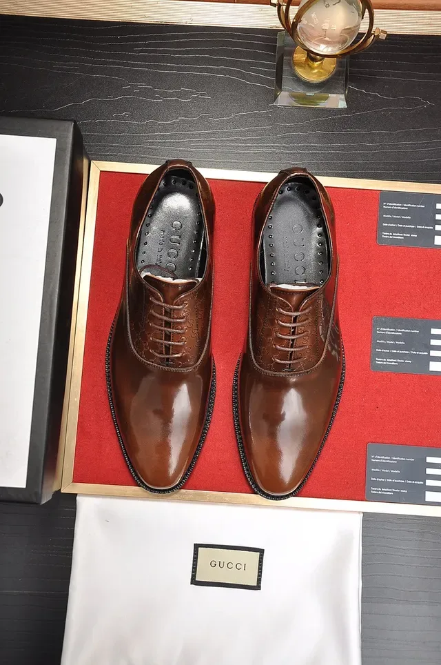 Gucci Brown GG Monogram Cap-Toe Oxford Shoes 5
