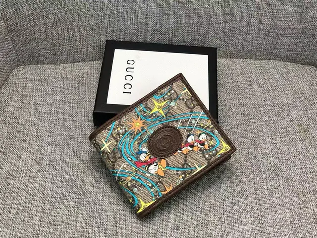 Gucci Marrón Multicolor Disney Dibujo Animado Impresión GG Monograma Lona Base Monedero Corto 7