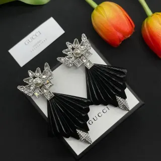 Gucci Crystal and Pearl Fan Earrings