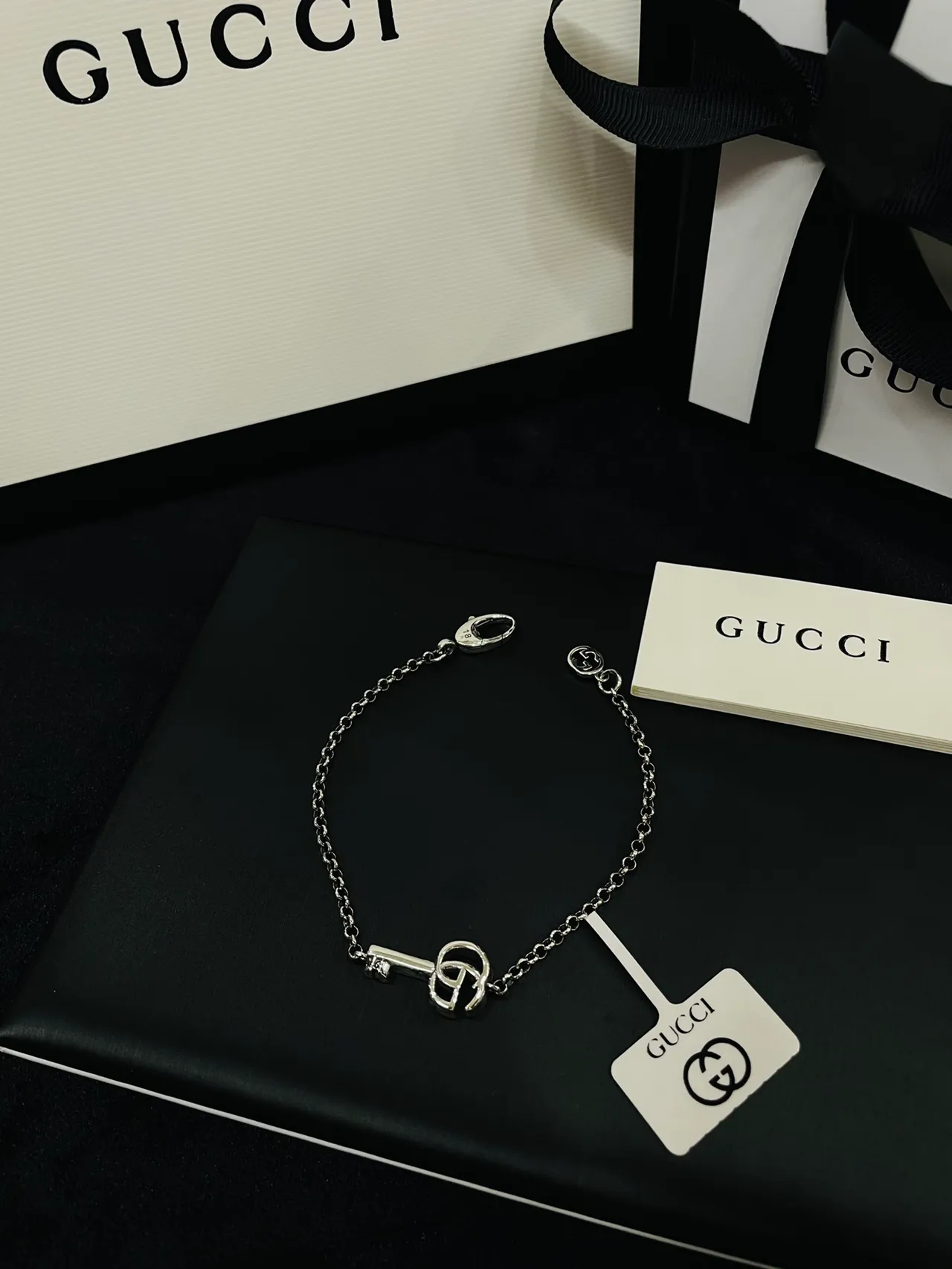 Gucci Dionysus Silver Chain Ornate Key Pendant Bracelet 8