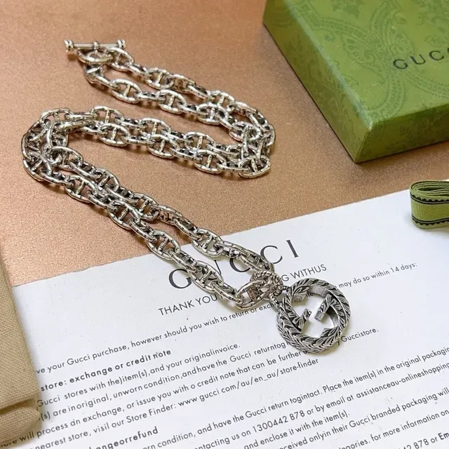 Gucci Dionysus Silver Mariner-Link Chain Toggle Clasp Necklace 3