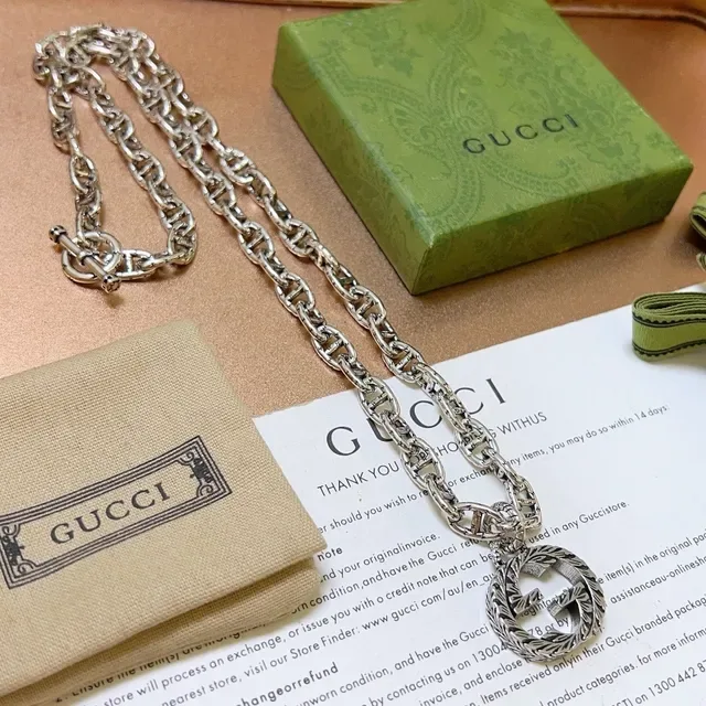 Gucci Dionysus Silver Mariner-Link Chain Toggle Clasp Necklace 6