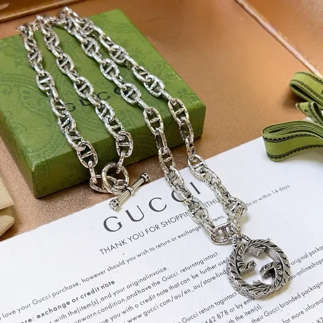 Gucci Dionysus Silver Mariner-Link Chain Toggle Clasp Necklace 9